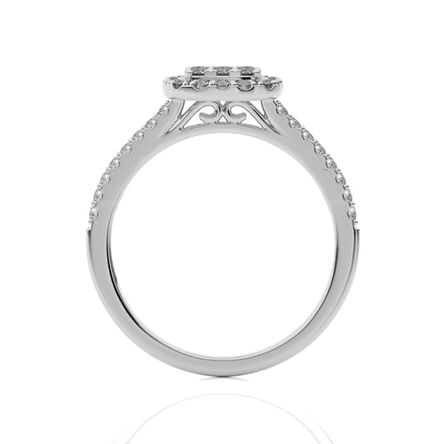 1/2 CT. Cushion shape Cluster Round Natural Diamond Ring