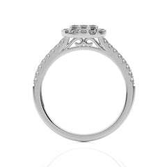 1/2 CT. Cushion shape Cluster Round Natural Diamond Ring