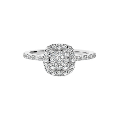 1/2 CT. Cushion shape Cluster Round Natural Diamond Ring
