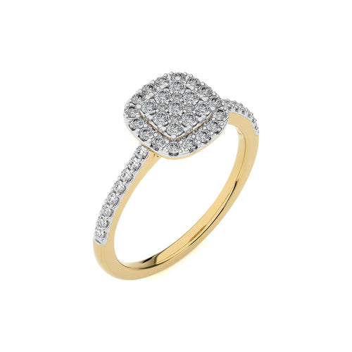 1/2 CT. Cushion shape Cluster Round Lab Created Diamond Ring