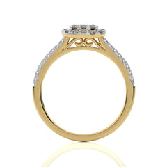 1/2 CT. Cushion shape Cluster Round Natural Diamond Ring