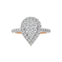 1 CT. Pear shape Cluster Round Natural Diamond Ring