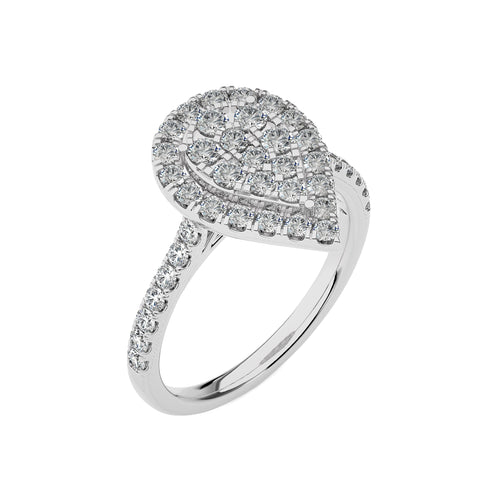 1 CT. Pear shape Cluster Round Natural Diamond Ring