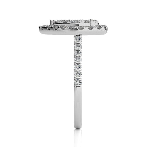 1 CT. Pear shape Cluster Round Natural Diamond Ring