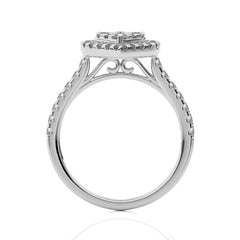 1 CT. Pear shape Cluster Round Lab Created Diamond Ring