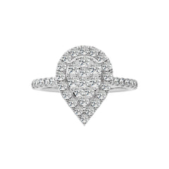 1 CT. Pear shape Cluster Round Natural Diamond Ring