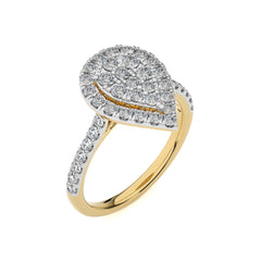 1 CT. Pear shape Cluster Round Lab Created Diamond Ring