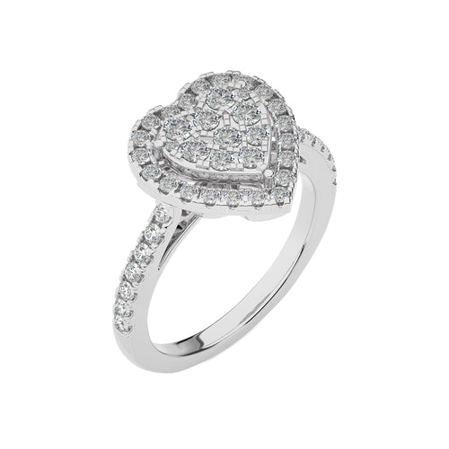 1  CT. Heart shape Cluster Round Lab Created Diamond Ring