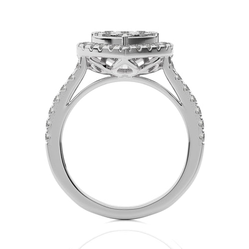 1  CT. Heart shape Cluster Round Natural Diamond Ring