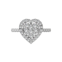 1  CT. Heart shape Cluster Round Lab Created Diamond Ring