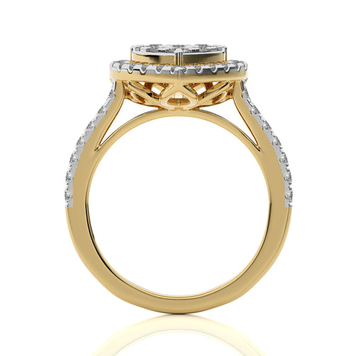1  CT. Heart shape Cluster Round Natural Diamond Ring
