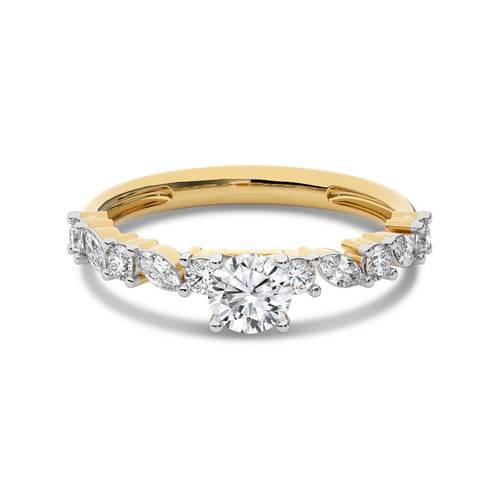 1 CT. Cocktail  Round and Marquise Natural Diamond Engagement Ring