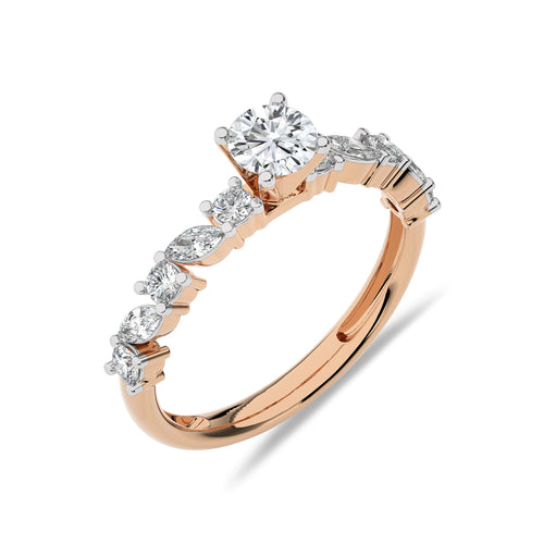 1 CT. Cocktail  Round and Marquise Natural Diamond Engagement Ring