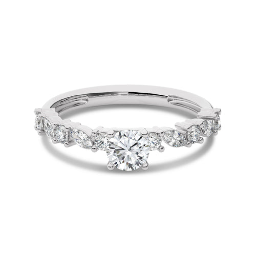 1 CT. Cocktail  Round and Marquise Natural Diamond Engagement Ring