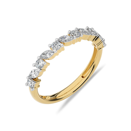 1/2 CT. Cocktail Round and Marquise Natural Diamond Wedding Band