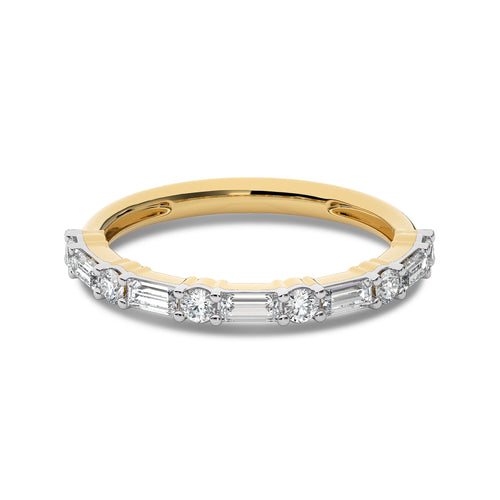 1/2 CT. Round and Baguette Lab Created Diamond Wedding Band