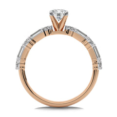 1 CT. Round and Baguette Natural Diamond Engagement Ring