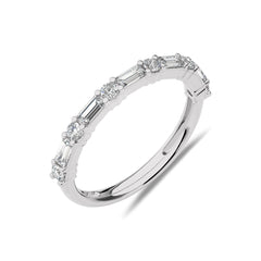 1/2 CT. Round and Baguette Natural Diamond Wedding Band