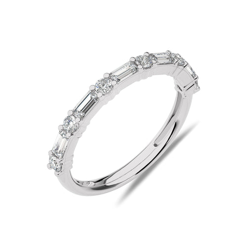 1/2 CT. Round and Baguette Natural Diamond Wedding Band