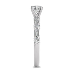 1 CT. Round and Baguette Natural Diamond Engagement Ring