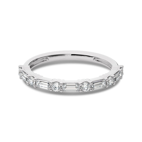 1/2 CT. Round and Baguette Natural Diamond Wedding Band