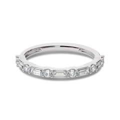 1/2 CT. Round and Baguette Natural Diamond Wedding Band