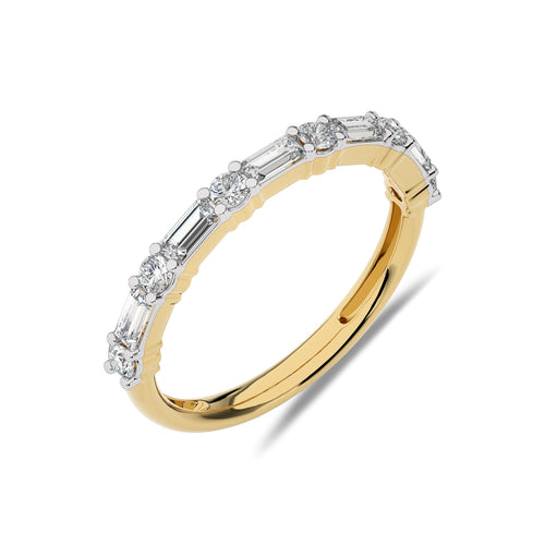 1/2 CT. Round and Baguette Natural Diamond Wedding Band