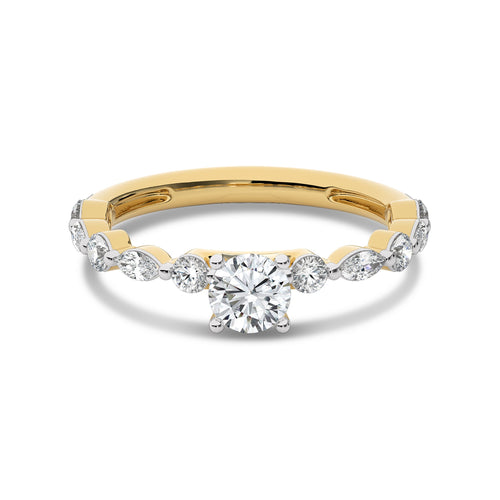 1 CT. Round and Marquise Natural Diamond Engagement Ring