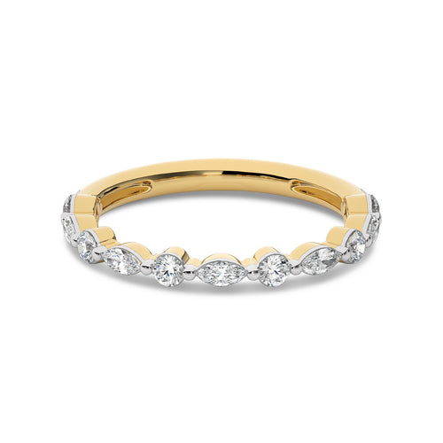 1/2 CT Round and Marquise Natural Diamond Wedding Band