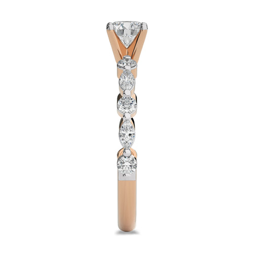 1 CT. Round and Marquise Natural Diamond Engagement Ring