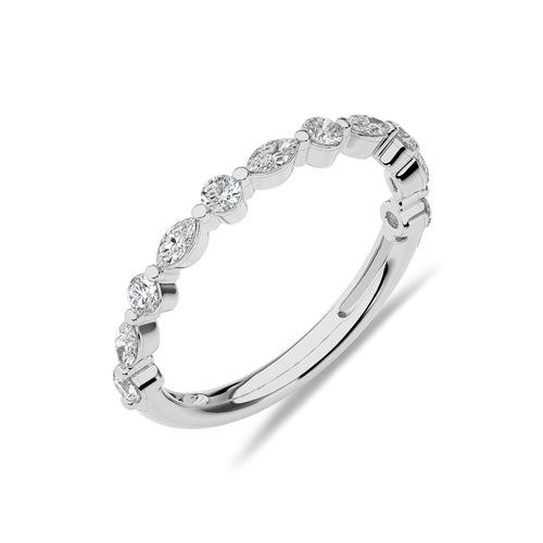 1/2 CT Round and Marquise Lab Created Diamond Wedding Band