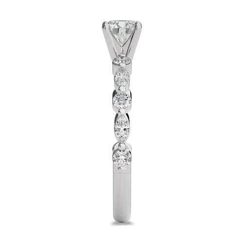1 CT. Round and Marquise Natural Diamond Engagement Ring
