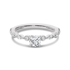 1 CT. Round and Marquise Lab Created Diamond Engagement Ring