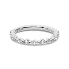 1/2 CT Round and Marquise Natural Diamond Wedding Band
