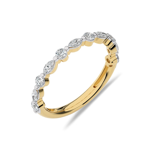 1/2 CT Round and Marquise Natural Diamond Wedding Band