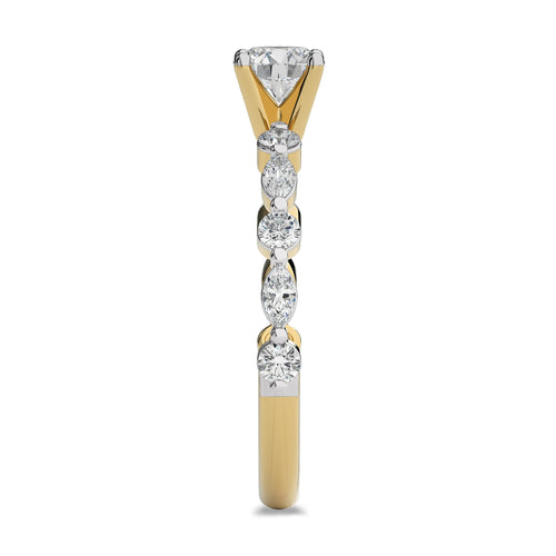 1 CT. Round and Marquise Natural Diamond Engagement Ring