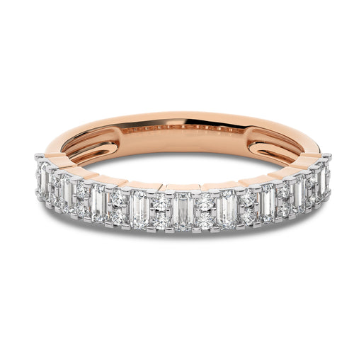 1/2 CT Round and Baguette Natural Diamond Wedding Band