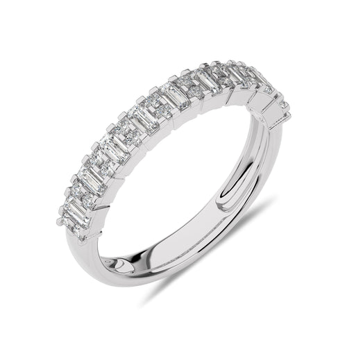 1/2 CT Round and Baguette Natural Diamond Wedding Band