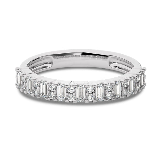 1/2 CT Round and Baguette Natural Diamond Wedding Band