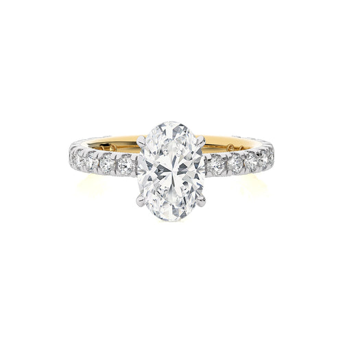 2 CT. Center Oval Hidden halo Lab Created Diamond Engagement Ring