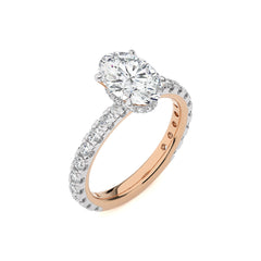 2 CT. Center Oval Hidden halo Lab Created Diamond Engagement Ring