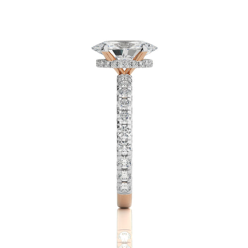 2 CT. Center Oval Hidden halo Natural Diamond Engagement Ring