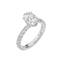 2 CT. Center Oval Hidden halo Natural Diamond Engagement Ring