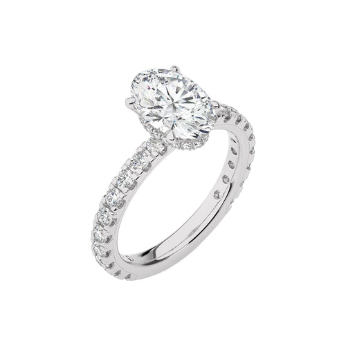 2 CT. Center Oval Hidden halo Lab Created Diamond Engagement Ring