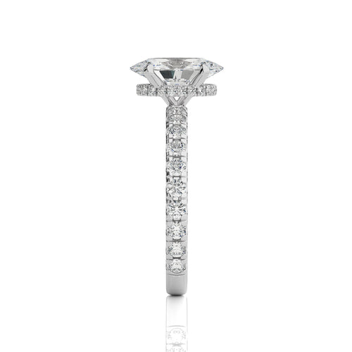 2 CT. Center Oval Hidden halo Natural Diamond Engagement Ring