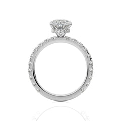 2 CT. Center Oval Hidden halo Lab Created Diamond Engagement Ring