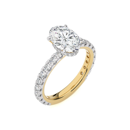 2 CT. Center Oval Hidden halo Lab Created Diamond Engagement Ring