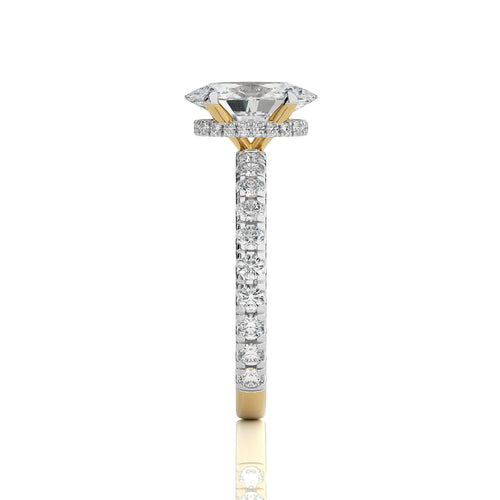 2 CT. Center Oval Hidden halo Natural Diamond Engagement Ring