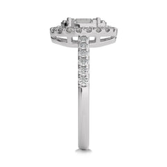 1/2 CT. Oval Shape Halo Round and Baguette Natural Diamond Ring
