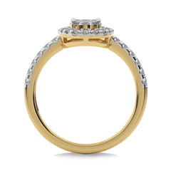 1/2 CT. Oval Shape Halo Round and Baguette Natural Diamond Ring